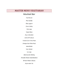MASTER MENU VEGETARIAN Mocktail Bar