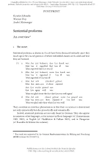 Sentential Proforms an Overview*
