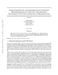 Literature Review and Implementation Overview: High Performance