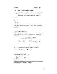 1. Point Estimators, Review