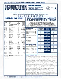2020-21 Georgetown Men's Basketball Game Notes Patrick Ewing