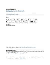 Application of Resolution Rules on Phi-Features in L2 Compositions: Native Arabic Writers in an L2 English