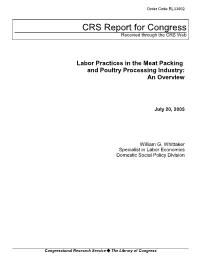 Labor Practices in the Meat Packing and Poultry Processing Industry: an Overview