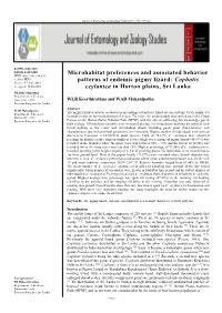 Microhabitat Preferences and Associated Behavior Patterns Of
