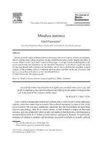 Mindless Statistics Gerd Gigerenzer∗