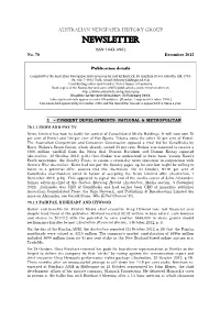 NEWSLETTER ISSN 1443-4962 No