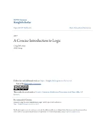 A Concise Introduction to Logic Craig Delancey SUNY Oswego