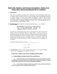 Ballot Title, Summary and Proposed Amendment – Rights of the Wekiva River and Econlockhatchee River Committee
