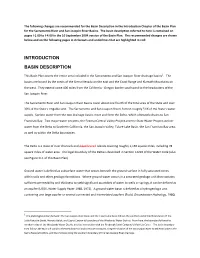Basin Description Recommended Changes DWW 10-16-2012