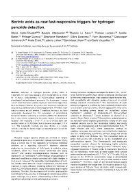 Borinic Acids As New Fast-Responsive Triggers for Hydrogen Peroxide Detection