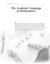 The Academic Language of Mathematics