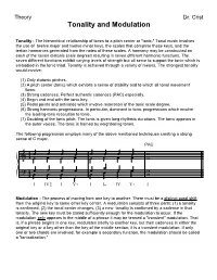 Tonality and Modulation