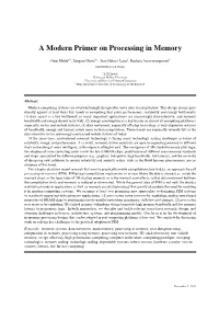 A Modern Primer on Processing in Memory