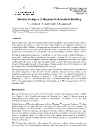 Seismic Analysis of Hoysala Architectural Building