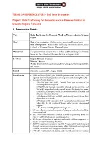TERMS of REFERENCE (TOR) - End Term Evaluation