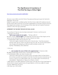 The Significance & Importance of the First Ten Days of Dhul-Hijjah