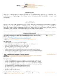15 Years of Working Experience in Governmental and Non-Governmental Organizations, Universities and Research Centers