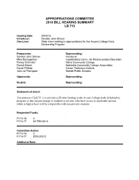 2016 Appropriations Committee Bill Summaries