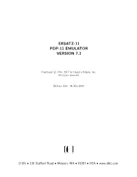 Ersatz-11 Pdp-11 Emulator Version 7.3