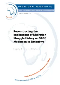 Reconstructing the Implications of Liberation Struggle History on SADC Mediation in Zimbabwe