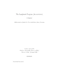 The Langlands Program (An Overview)