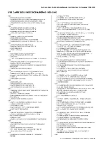 Le Carre Bleu, Index Des Numeros 1958-2002