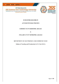 M.Tech Programme in Automotive Electronics