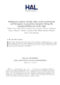 Multiproxy Analyses of Lake Allos Reveal Synchronicity and Divergence in Geosystem Dynamics During the Lateglacial/Holocene in T