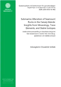 Submarine Alteration of Seamount Rocks in the Canary