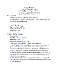 Baruch Hashem! Luach for Week of Vayishlach Chabad NP