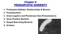 Chapter 4: PROKARYOTIC DIVERSITY