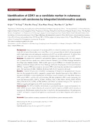 Identification of CDK1 As a Candidate Marker in Cutaneous Squamous Cell Carcinoma by Integrated Bioinformatics Analysis