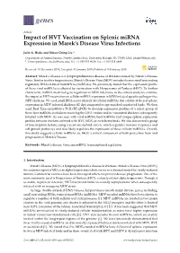 Impact of HVT Vaccination on Splenic Mirna Expression in Marek's