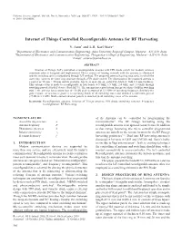 Internet of Things Controlled Reconfigurable Antenna for RF Harvesting