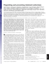 Pinpointing and Preventing Imminent Extinctions