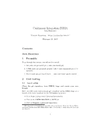 Continuous Integration INRIA Java Exercises