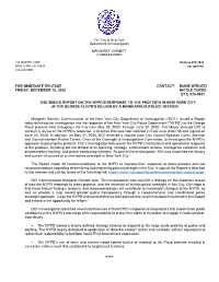 DOI Issues Report on the NYPD's Response to the Protests in New