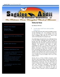 Editorial Note by Admasu Simeso INSIDE THIS ISSUE: I