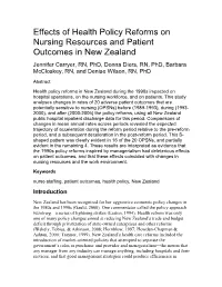 Effects of Health Policy Reforms on Nursing Resources and Patient