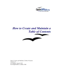 How to Create and Maintain a Table of Contents