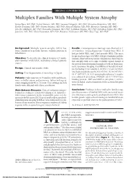 Multiplex Families with Multiple System Atrophy