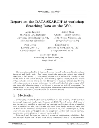 Report on the DATA:SEARCH'18 Workshop