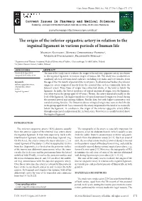The Origin of the Inferior Epigastric Artery in Relation to the Inguinal
