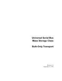Universal Serial Bus Mass Storage Class Bulk-Only Transport