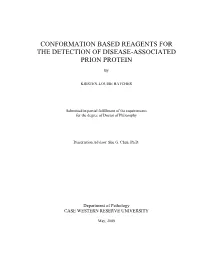 Conformation Based Reagents for the Detection of Disease-Associated Prion Protein