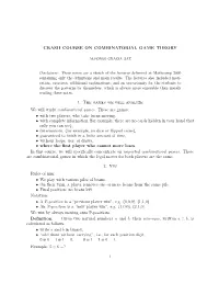 Crash Course on Combinatorial Game Theory