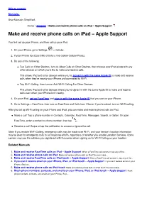 Make and Receive Phone Calls on Ipad – Apple Support