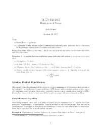 Markov Perfect Equilibrium & Dynamic Games