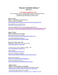 Pearson Canadian History 7 Web Links
