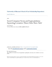 Secret Consumer Scores and Segmentations: Separating Consumer 'Haves' from 'Have-Nots' Amy J